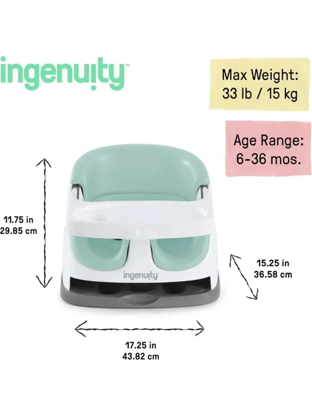 2-in-1 Baby Booster Feeding & Floor Seat with Self-Storing Tray - Mist Color